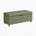 Sitzbank 100 x 40 x 45 cm mit Stauraum Stoff Olivgrün gerippte Sitzfläche