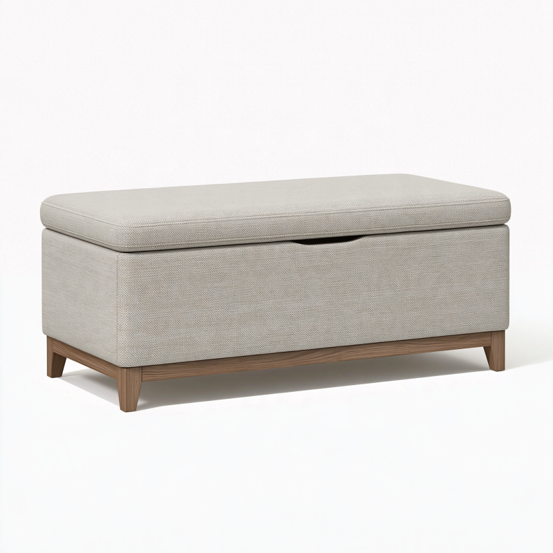 Aufbewahrungsbank 120 x 45 x 48 cm Stoff Grau mit Holzgestell im modernen Stil