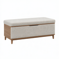 Sitzbank mit Stauraum 120 x 45 x 48 cm Stoff Beige Holz Naturbraun Modern