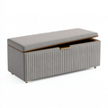 Polsterbank 120 x 45 x 45 cm Grau mit Stauraum Stoffbezug geriffeltes Design