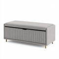 Sitzbank 120 x 45 x 46 cm Stoff Grau mit Stauraum und gepolsterter Sitzfläche