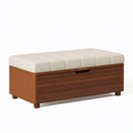 Stauraumbank 120 x 45 x 48 cm mit Textilpolsterung Beige Braun - gepolsterte Sitzbank mit Schublade in modernem Stil