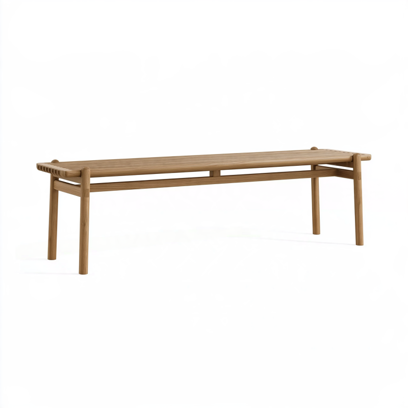 Sitzbank 180 x 40 x 45 cm aus Holz in Natur mit Lattenfläche im skandinavischen Stil