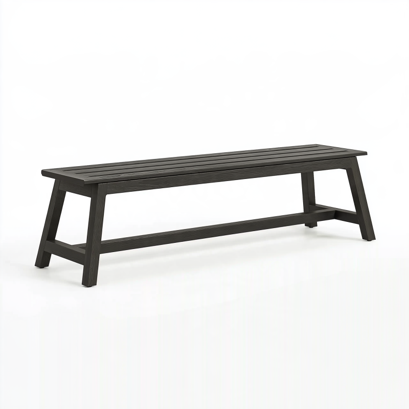 Gartenbank 180 x 40 x 45 cm aus Holz Schwarz im modernen Lattenstil