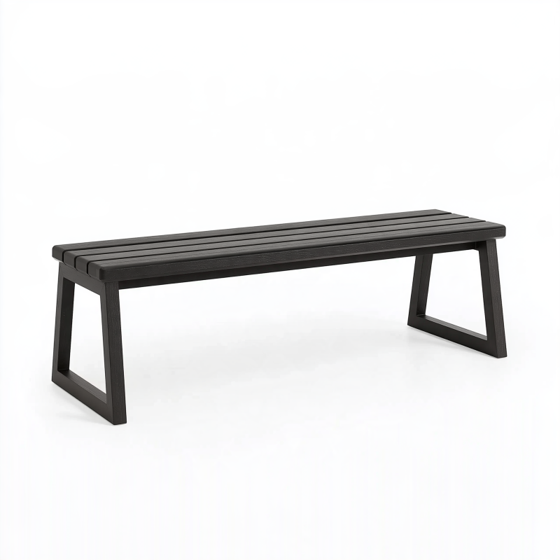 Gartenbank 150 cm Schwarz Holz mit Lamellensitz Modern