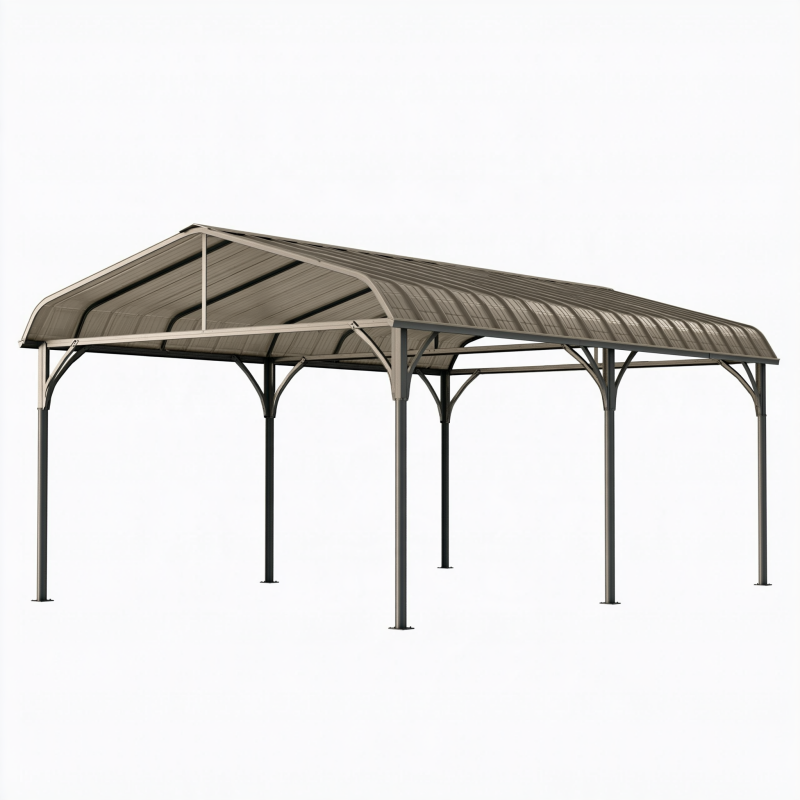 Carport 600 x 300 x 270 cm Stahl Grau mit Polycarbonatdach