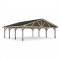 Carport 600 x 500 x 300 cm aus Holz mit Satteldach in Natur/Schwarz