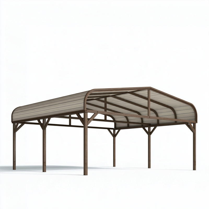 Carport 600 x 500 x 280 cm Metall Braun mit transparentem Polycarbonatdach