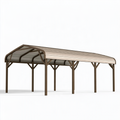 Carport 500 x 300 x 240 cm aus Metall und Polycarbonat in Braun mit gebogenem Dach