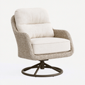 Drehsessel 78 x 82 x 91 cm Geflecht in Beige Braun mit Textilpolsterung im natürlichen Stil