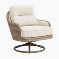 Drehsessel 90 x 85 x 95 cm Rattanoptik Beige mit gepolstertem Sitz und Drehfuß