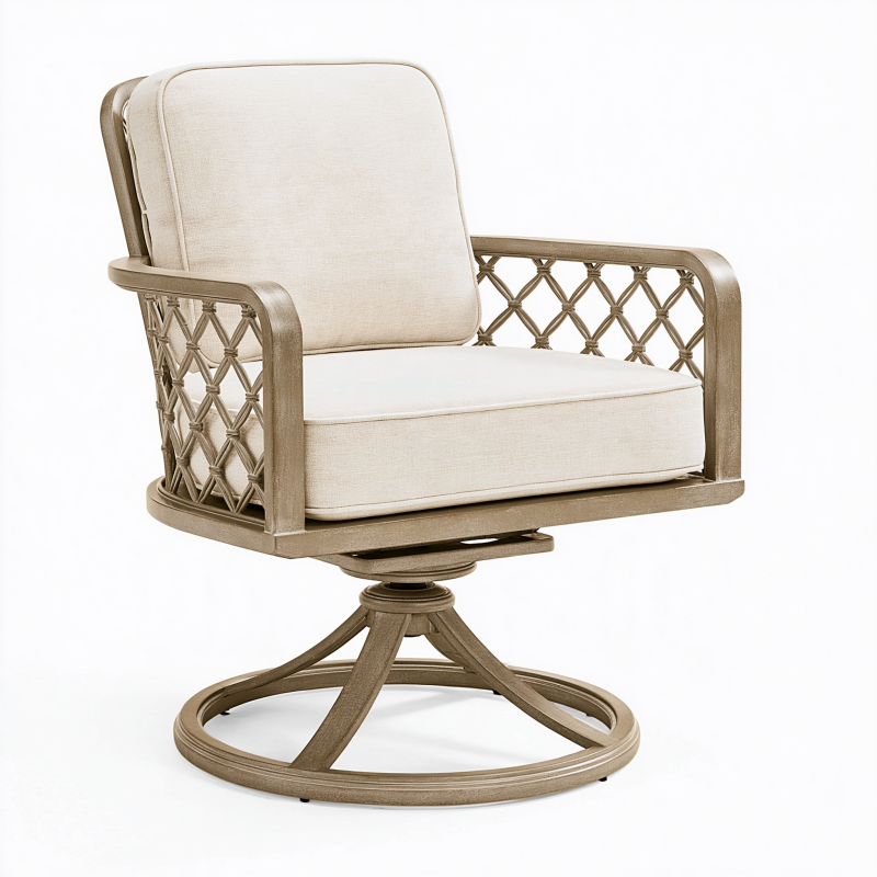Drehbarer Gartensessel 78 x 82 x 91 cm Beige Metall mit Geflecht
